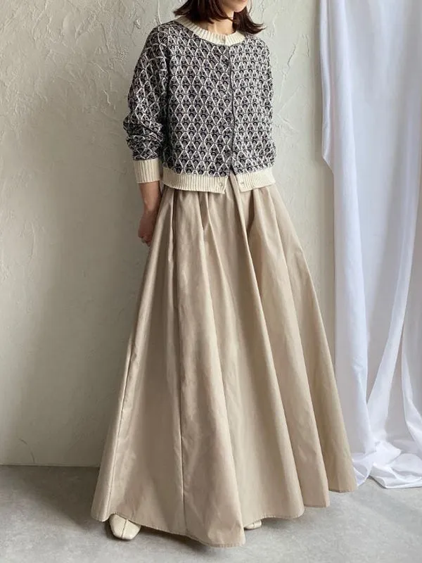 Pleated Solid Color A-line Loose Skirts Bottoms