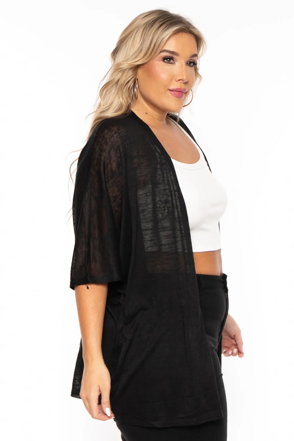 Plus Size Cozy Vibes Cardigan - Black