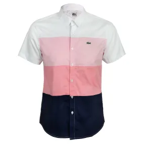 Premium Men's Fit White Pink Short Sleeve Shirt