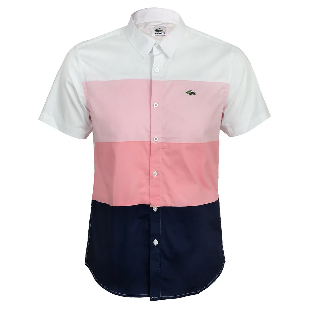 Premium Men's Fit White Pink Short Sleeve Shirt