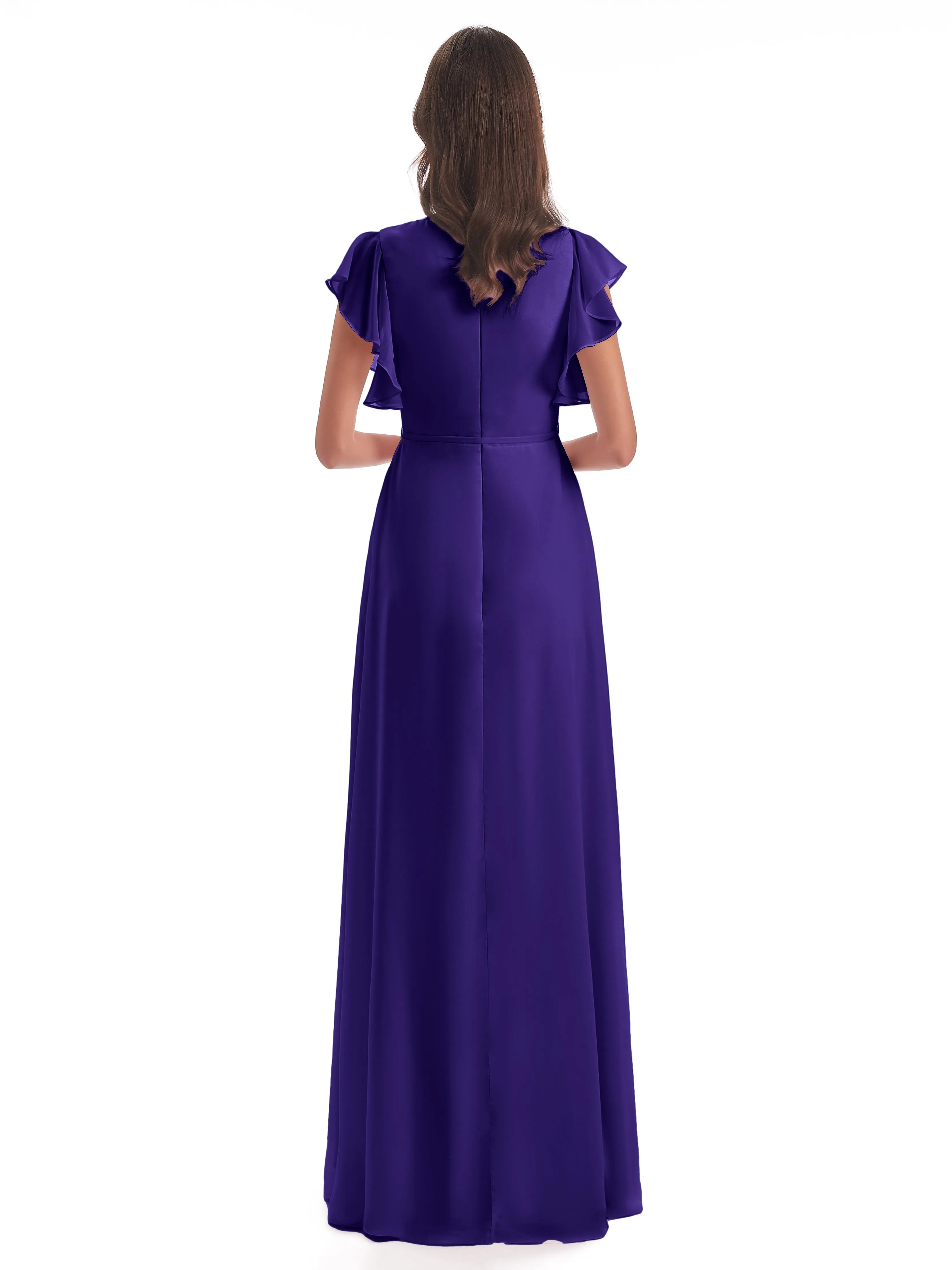 Regency Purple Bridesmaid Dress Hope Charming V Neck Long Chiffon Bridesmaid Dresses