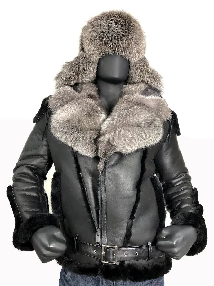 Sheepskin Jacket with Fur collar Style #1320