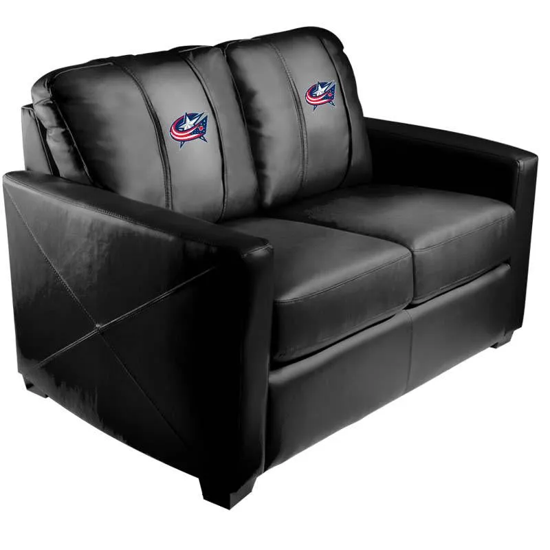 Silver Loveseat with Columbus Blue Jackets Logo