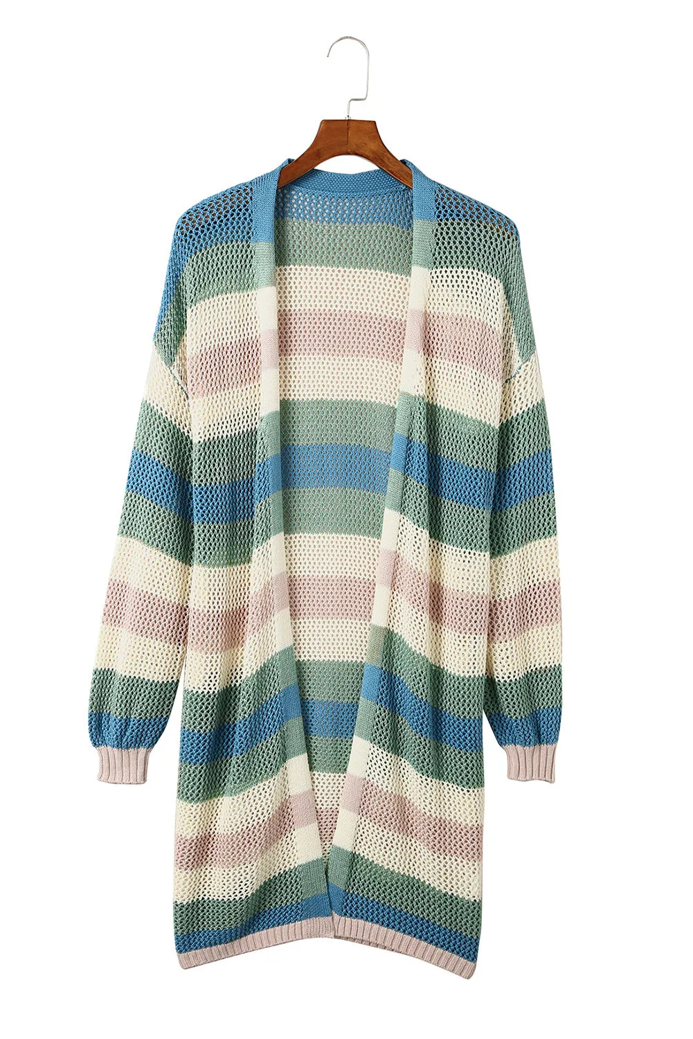 Striped Hollowed Knit Cardigan