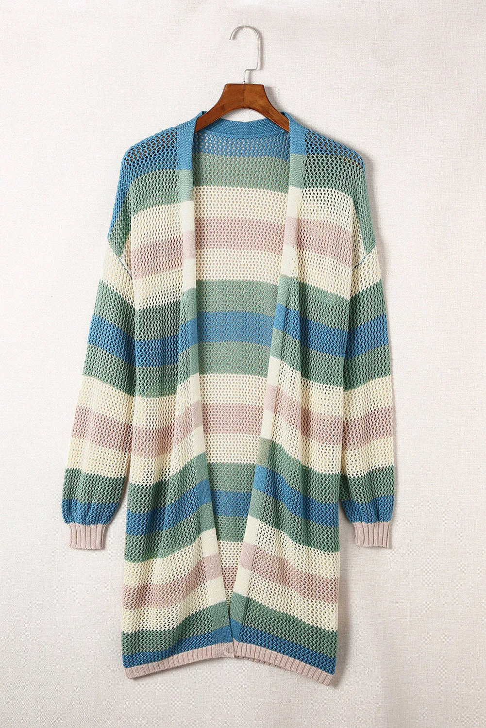 Striped Hollowed Knit Cardigan