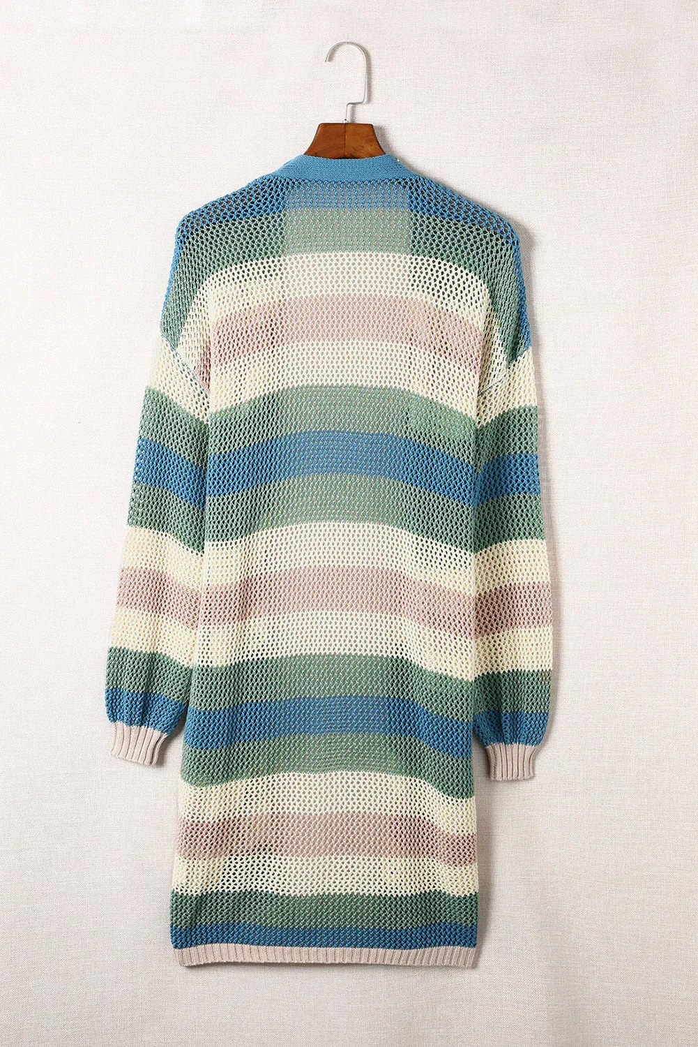 Striped Hollowed Knit Cardigan