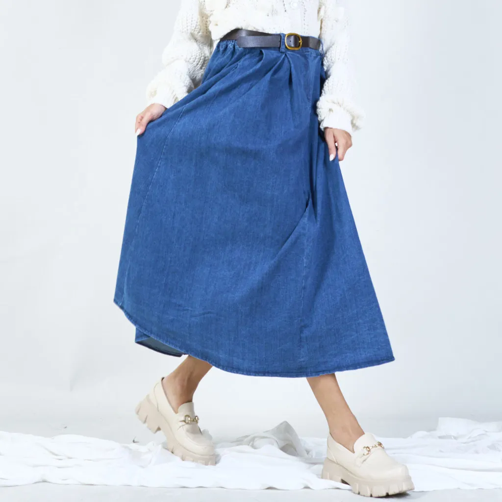 Stylish midi skirt with belt wholesale