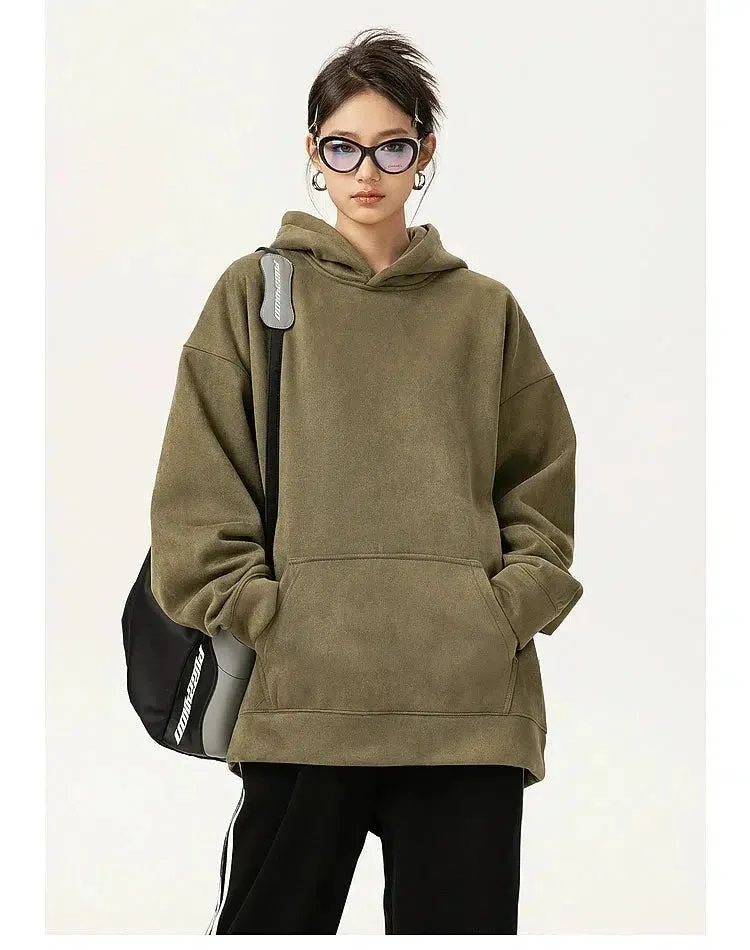 Suede Comfortable Oversized Hoodie