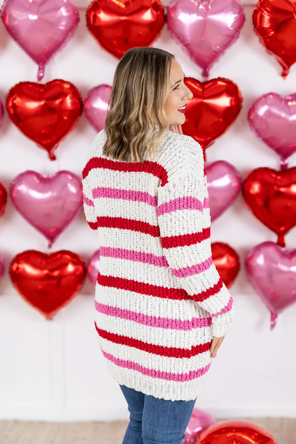 Valentine's Stripe Cardigan by Michelle Mae