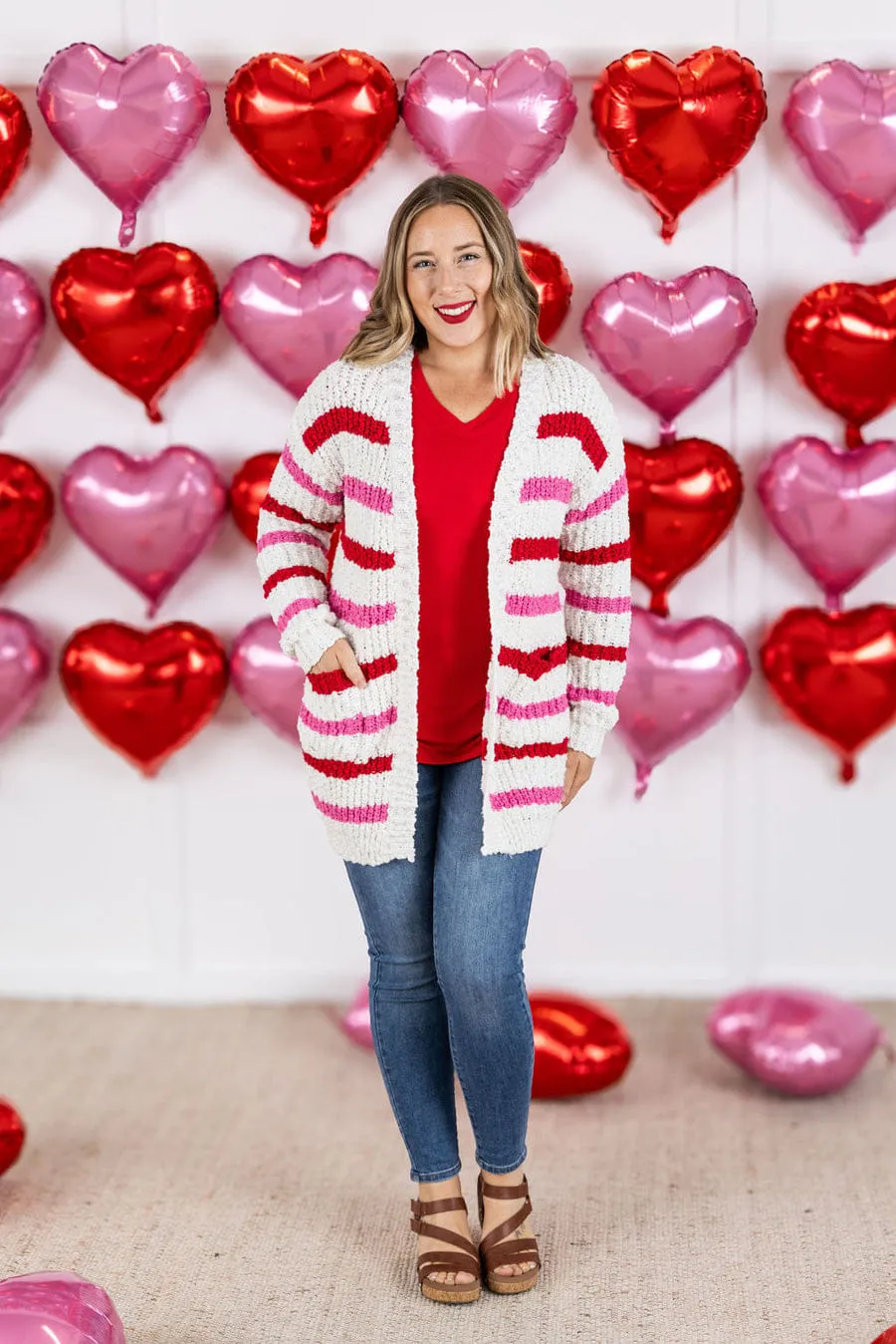 Valentine's Stripe Cardigan by Michelle Mae