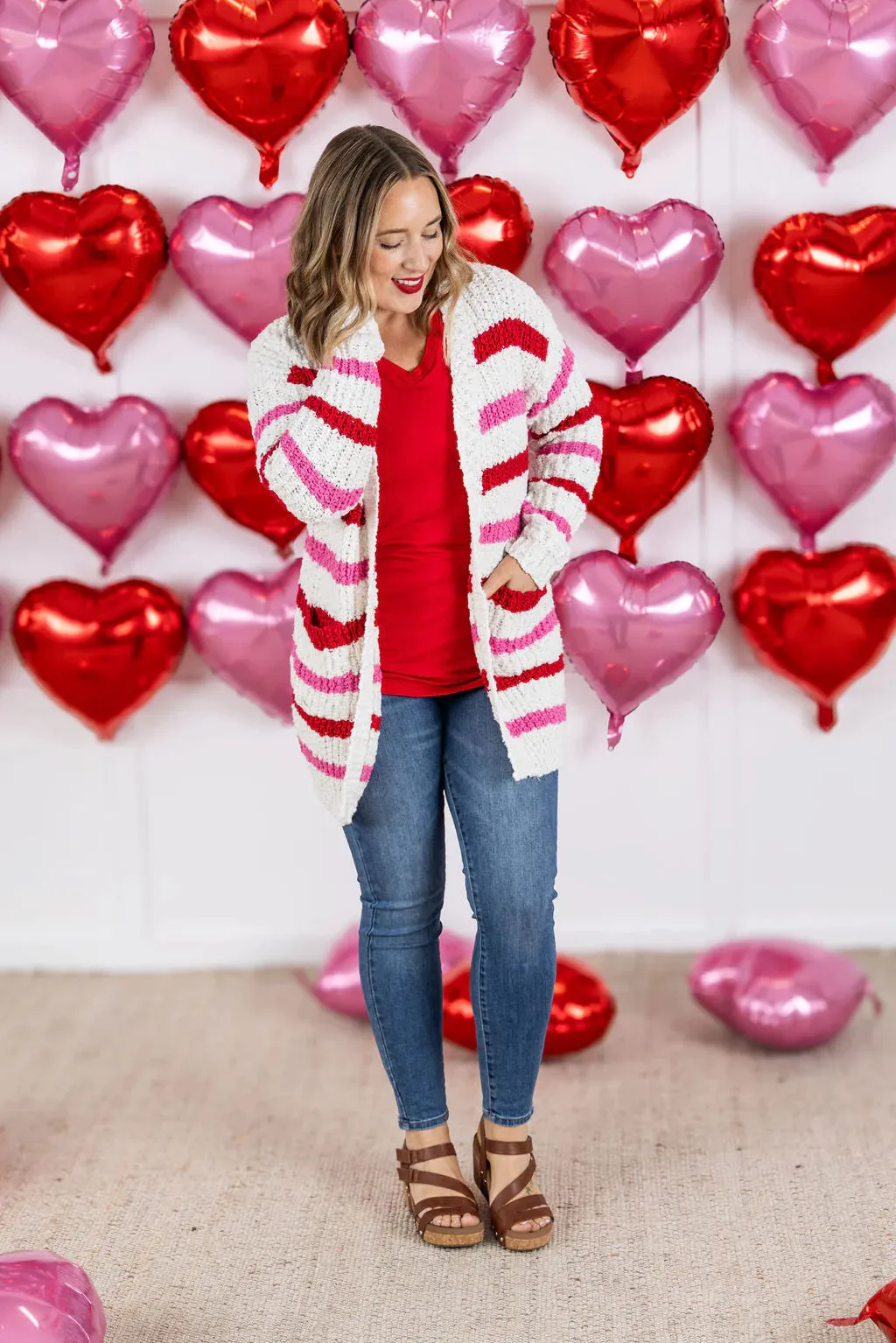 Valentine's Stripe Cardigan by Michelle Mae