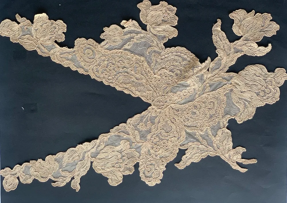 Vintage 3 1/2" Re/Embroidered Butterfly Cotton Lace Collar (Made in France)