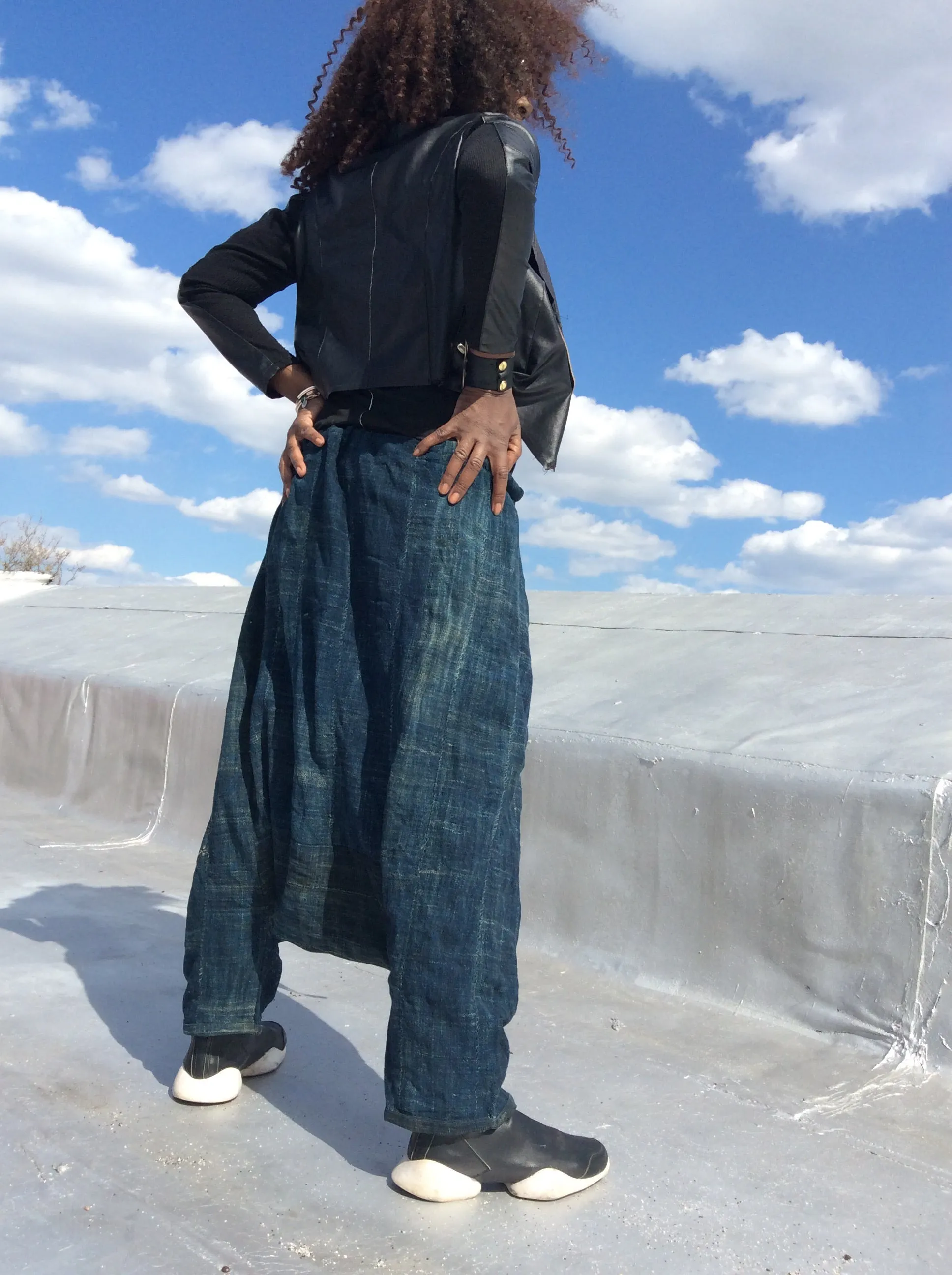 Vintage indigo low crotch  cozy comfy pants... Feel Free